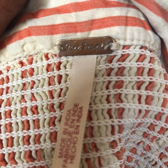 FREE PEOPLE Be Real rust colored  and tan striped sleeveless mini dress. Size L. - Picture 3 of 14